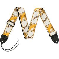 Fender® 2" Monogrammed Strap, White/Brown/Yellow