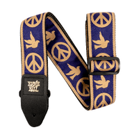 Ernie Ball Jacquard Guitar Strap - Navy Blue And Beige Peace Love Dove