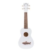 Kala Makala MK-SS/WHT White Surf Shark Bridge Soprano Ukulele