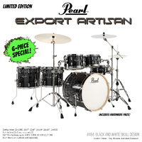 Pearl Export Artisan 6-Piece Drum Kit Ltd Edition - Black & White Skull